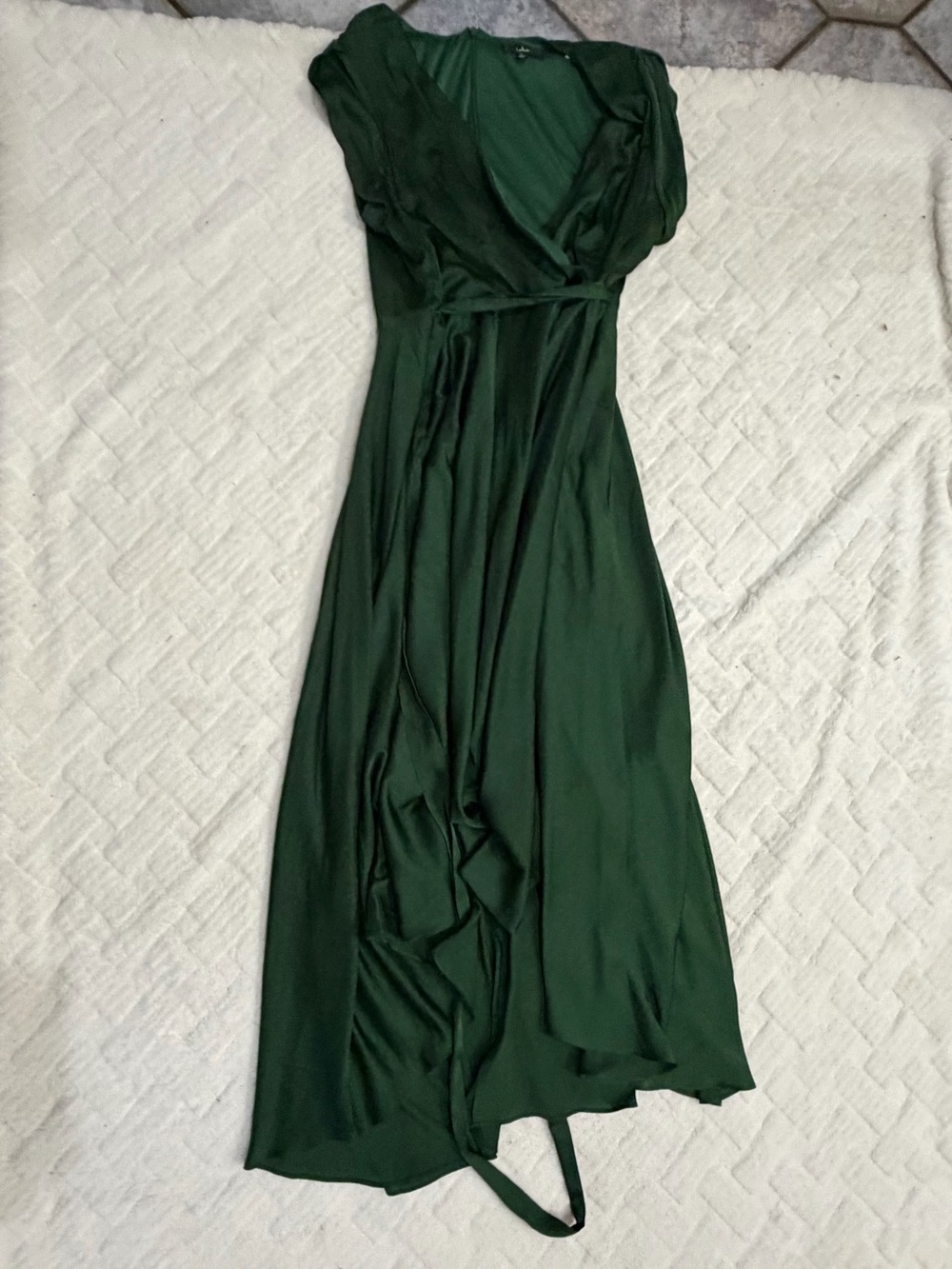 Lulu's Deep Green Wrap Maxi Dress